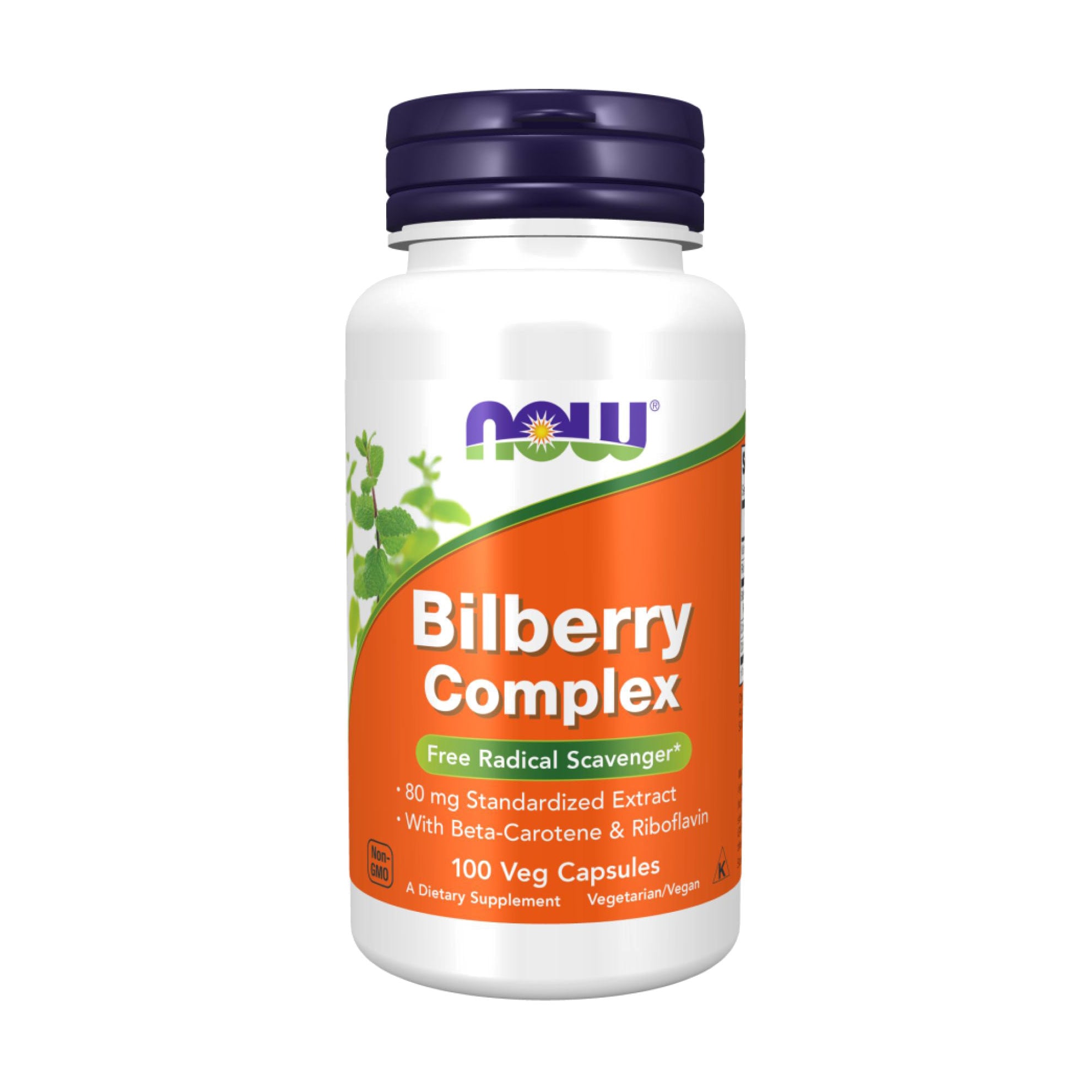 Чорничний комплекс для зору NOW foods Bilberry Complex 80 мг, 100 вегетаріанських капсул